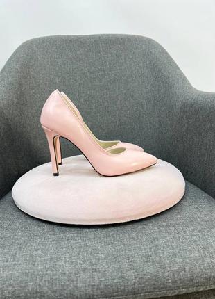 Ексклюзивні туфлі човники італійська шкіра рожеві на шпильці5 фото