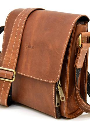 Мужская кожаная сумка планшет через плечо коричневая деловая2 фото