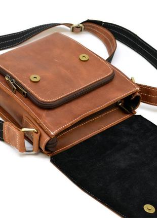 Чоловіча шкіряна сумка планшет через плече коричнева ділова8 фото