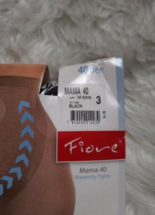 Черные колготы для беременных с вставкой на животе fiore mama medica 40 den ден (размер 3)4 фото