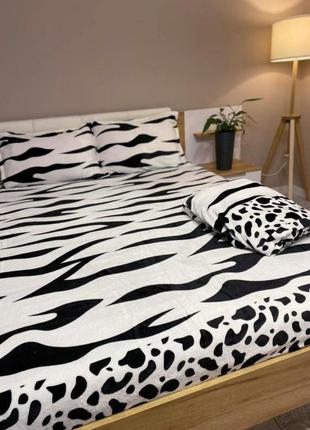 Велюровое постельное бельё евро размер 200×230 плюшевый комплект постельного белья турция