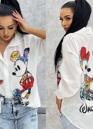 Стильна сорочка,в модний яскравий принт,мікі мауси, туреччина, последний м
