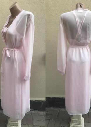 Розовый комплект белья,халат-пинюар атласный,кружево,открытая спина,секси,ночное3 фото