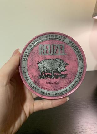 Помада для укладки волосся reuzel pink heavy hold grease, 113 г4 фото