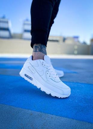 Кросівки nike air max 90 leather "all white"8 фото