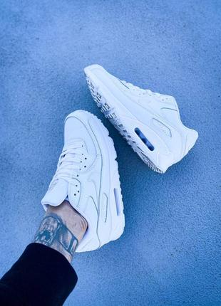 Кросівки nike air max 90 leather "all white"7 фото