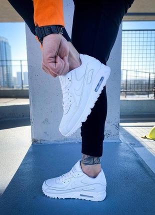 Кросівки nike air max 90 leather "all white"4 фото