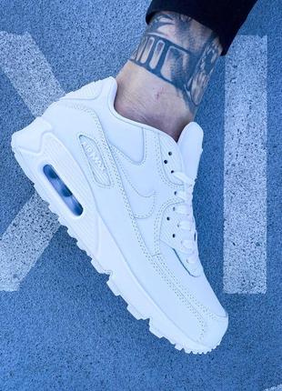 Кросівки nike air max 90 leather "all white"3 фото