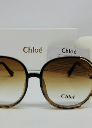 Очки в стиле chloe ce 712s большие стильные женские солнцезащитные очки коричневые с градиентом3 фото