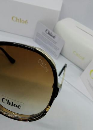 Очки в стиле chloe ce 712s большие стильные женские солнцезащитные очки коричневые с градиентом10 фото