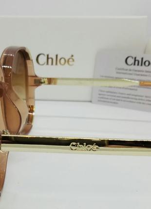 Chloe ce712s крупные стильные женские солнцезащитные очки бежевые с градиентом5 фото