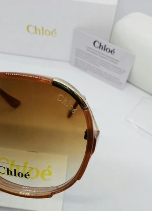 Chloe ce712s крупные стильные женские солнцезащитные очки бежевые с градиентом10 фото