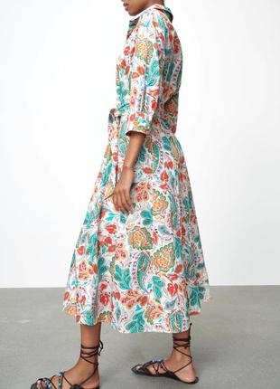 Яркое хлопковое платье zara 2