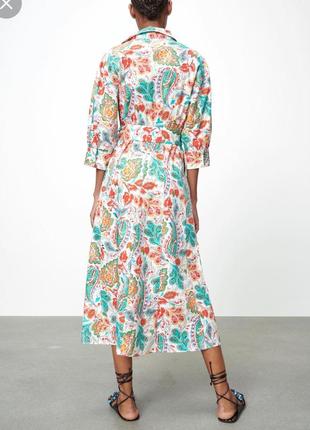 Яркое хлопковое платье zara 3