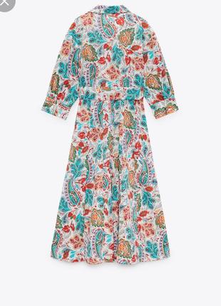 Яркое хлопковое платье zara 5