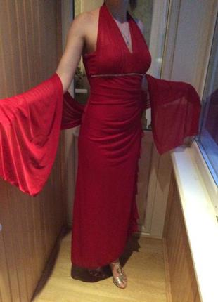 Сукня червоне вечірнє з накидкою5 фото