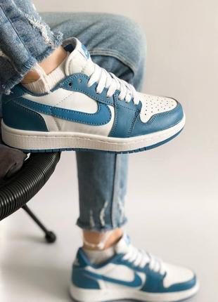 💙 nike air jordan 1 low blue/white жіночі блакитні трендові кросівки найк джордан весна літо осінь женские голубые кроссовки демисезон4 фото