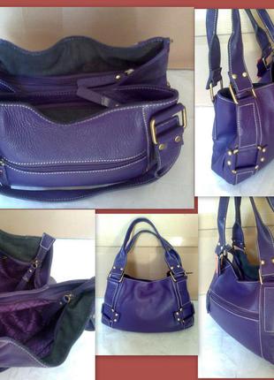Кожаная сумка раоlo truzzi, италия, оригинал, royal purple5 фото