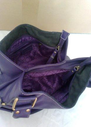 Кожаная сумка раоlo truzzi, италия, оригинал, royal purple4 фото