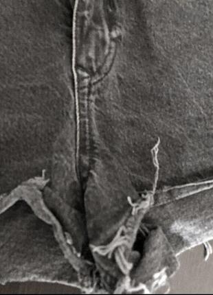 Шорты высокая посадка графитовые джинсовые6 фото