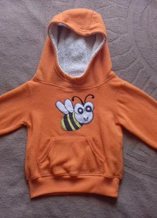 Теплий фліс кенгурушка флісова кофта на 1-2 роки