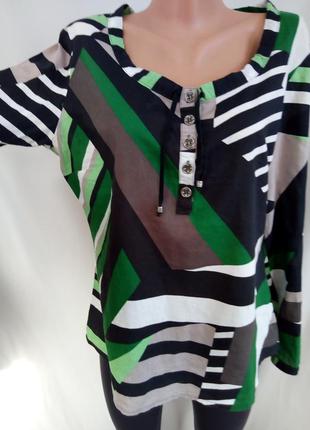 Стильная легенькая натуральная блуза с геометрическим принтом kenny s   №2bp2 фото