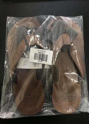 Тапочки hollister vegan leather flip flops2 фото