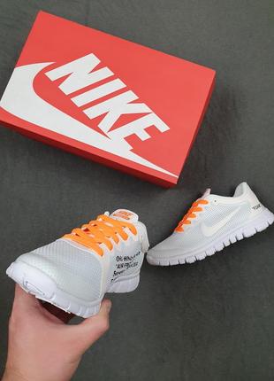 Летние женские кроссовки белого цвета nike free run 3.0 white. мокасины летние женские белые найк10 фото