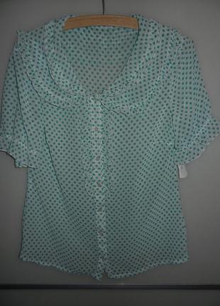 Біла шикарна шифонова блузка в горошок,нова