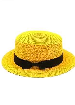 Жіночий соломяний капелюх 2023 літня шляпа канотье канотьє2 фото