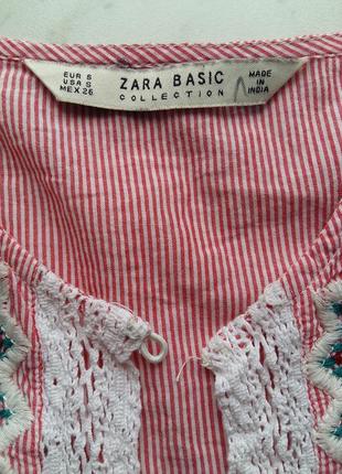 Шикарная блузка рубашка zara с яркой вышивкой, размер s2 фото