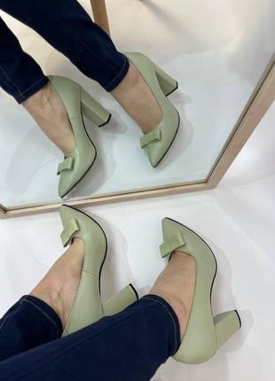 Эксклюзивные туфли из натуральной итальянской кожи оливка зелёные3 фото