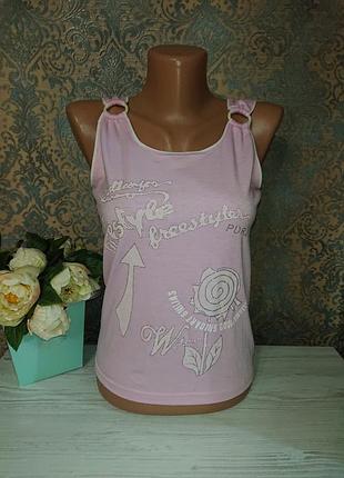 Рожева жіноча майка з малюнком футболка розмір 40/42