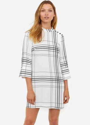 Сукня, жіноча, біла, в чорну клітинку, розмір 48, eur42, h&m, 21221