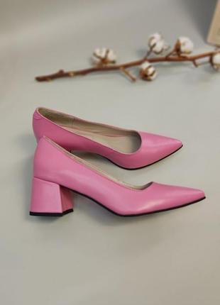 Эксклюзивные туфли лодочки итальянская кожа розовые4 фото