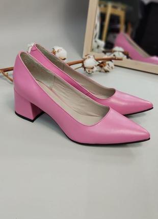 Эксклюзивные туфли лодочки итальянская кожа розовые1 фото