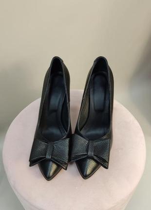 Эксклюзивные туфли лодочки итальянская кожа чёрные2 фото