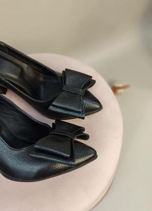 Эксклюзивные туфли лодочки итальянская кожа чёрные3 фото