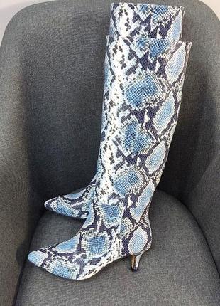 Дизайнерські чоботи vikka 🧙 крокуль шкіра натуральна 36-41 🔰 дизайнерские сапоги vikka кожа натуральная питон голубой
