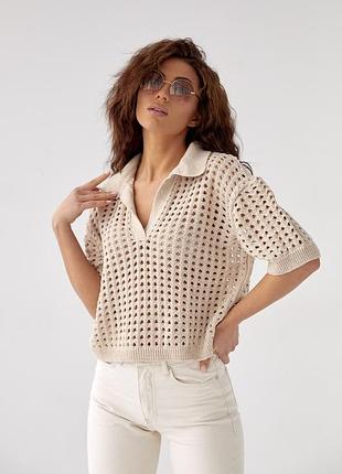 В'язана футболка поло укороченого крою туреччина акрил сітка