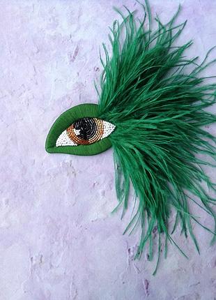 Брошь глаз зеленый в наличии