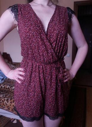 Новий класний ажурний літній комбінезон в квіти 10 р new look!знижка -15%