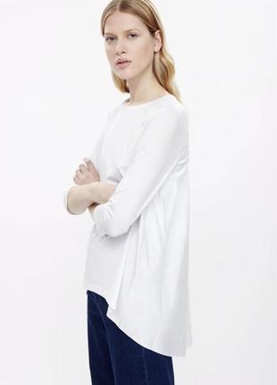 Белая хлопковая блуза туника cos other stories aссиметричная удлиненная1 фото