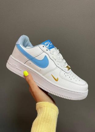 Nike air force 1 mini swoosh blue, кроссовки найсны весна-осень женские, женские кроссовки найк форс