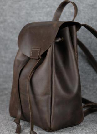 Кожа. ручная работа. кожаный коричневый рюкзак с клапаном. рюкзачок3 фото