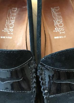Шикарні туфлі d.lepori (італія) чорні замшеві з лаковими шкіряними вставками  39р.4 фото