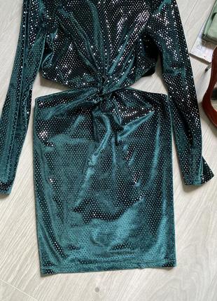 Изумрудное нарядное бархатное платье с открытыми боками asos2 фото