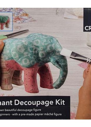 Набір для декупажу фігури слон crelando, набір для творчості фігура слон для декупажу 15 см