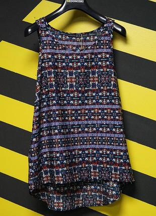 Шифоновая майка блуза без рукавов в орнамент принт калейдоскоп полоски