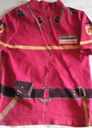 Карнавальная новогодняя футболка  пожарника kids shift на 6-9лет рост 116-134см1 фото
